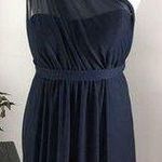 David's Bridal  Bridesmaid Dress size 12 Blue One Shoulder Lined Photo 0