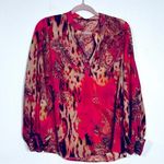 By Eva Multicolored Sheer Sequin Embellished Top Red Size XS Photo 0