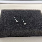 3mm Small Tiny Geometric Cube Stud Earrings for Men Women Unisex Earrings Silver Photo 1