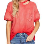 We The Free  Extra Small Free People Rubi Tee Cosmic Red Distressed‎ T-shirt XS Photo 0