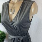 Banana Republic Gray Vegan Suede Sleeveless Wrap Dress S Photo 3