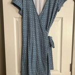 J. McLaughlin  Preppy Coastal Wrap Cap Sleeves Catalina Cloth Printed Dress, Large Photo 1