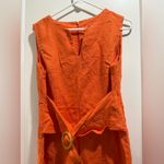 Central Falls Co Orange Midi Dress with Belt 100% Linen Size 10 Photo 1