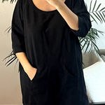 Norma Kamali  tunic cotton dress black with pocket size XL Photo 0