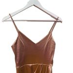 Lulus Rose Gold Metallic Bodycon Dress Small Faux Wrap Formal Y2K Glam Photo 3