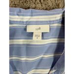 J.Jill  Striped Tunic Shirt Women Size M Blue White Collared Button Up School Photo 10