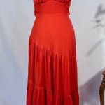 Hello Molly NWT  Strapless Tiered Midi Red Dress w/ Back Bow Tie Sz 4🧡 Photo 1
