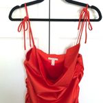 Derek Heart  Red Orange Satin Cowl Neck Sid Tie Draped Dress Size L Photo 2
