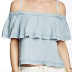 Free People Free‎ People Off the Shoulder Denim Chambray Spaghetti Strap Size Large Boho Photo 0