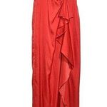 BCBG MaxAzria Ila Strapless Coral Satin Evening Dress Draped 0 Photo 0