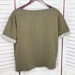 Mango MNG Cuffed Sleeve Metallic Shimmer Knit Tee Shirt Gold Small Photo 7