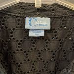 Classic Elements Black open Knit Button Up Shirt Photo 2