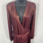 WAYF  Women’s Meryl Long-Sleeve V Neck Metallic Wrap Long Sleeve Dress SZ XS NWT Photo 5