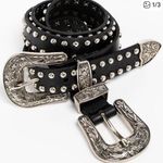 Idyllwind ‎ black studded leather double buckle belt women’s size XL western Photo 0