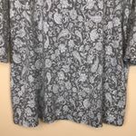 J.Jill  Women’s Boho Floral Paisley Print Gray White Blue Flare Sleeve Blouse Photo 2