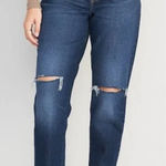 Old Navy  High Rise O.G. Straight Adley dark wash ripped knee jeans, size: 8 tall Photo 0