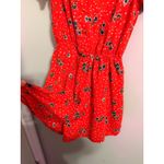 Sienna Sky  Red Floral Polka Dot Short Sleeve Romper Button Front Elastic Waist Photo 2