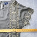 American Eagle Embroidered Peasant Top Bohemian Blouse Short Sleeve Gray S Photo 6