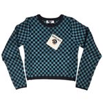 Daydreamer  Checkerboard Crop Sweater Teal‎ Black Long Sleeve Knit Women's XS Photo 1