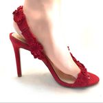 Jessica Simpson "JESSIN" RED FABRIC FLORAL DETAIL STILETTO HEELS (6M) Photo 2