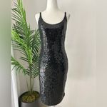 Oleg Cassini Black Sequin Mini Dress Photo 9
