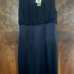 LILYSILK Pleated Sleeveless Silk Midi Dress Navy Blue NWT NWD Size 14 Mulberry Photo 3