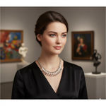 Chunky Chain Choker with Pearl Dangle Fringe Silver Photo 1