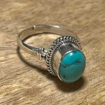 Sterling Silver Turquoise Stone 925  Adjustable Ring Photo 6