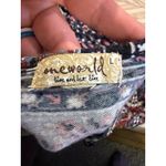 One World  Boho Print Lattice Neck Tunic Top Women's Size L Asymmetrical Hem Photo 4