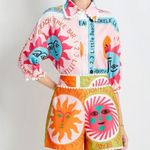 Commense sun seeker shorts high waisted colorful tropical beach print scalloped Pink Photo 8