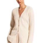 Vince Fitted Ribbed Cardigan in Winter White Wool Yak Long Sleeve Women's XS Photo 0