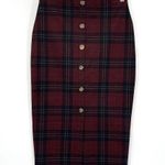 Sanctuary Black Red Plaid Midi Pull On Stretch Pencil Skirt Women’s Size Small Photo 2