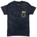 Nirvana ✨ Washed Black Yellow Smiley Logo Graphic Design Sz Medium T-Shirt✨ Photo 2