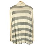 Three Dots  Cream & Gray Stripe Mock Neck Long Sleeve XL Photo 1
