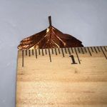 Vintage Copper Overlay Leaf Brooch Orange Photo 8