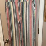Kiss & Cry linen blend pastel striped wide leg pull on beach pants w/pockets. XL Photo 0