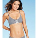 Xhilaration  Juniors' White Striped Adjustable Strap Bikini Top - Size XL - NWT Photo 1