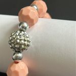 Women’s vintage pink/silver chunky beaded bracelet‎ one size stretches Pink Photo 2