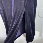 The Vintage Shop Vintage 90s Dark Purple Velvet Velour Strappy Back Fitted Midi Slit Dress 2 Prom Photo 2