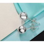 Boutique NEW Rhodium 925 Sterling Silver Ball Stud Earrings Classic Round‎ Sphere, 6mm Photo 1