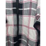 Nicole Miller  Size 2X/3X Plaid Zip Up Poncho Cape Sweater Tan Red Black Preppy Photo 2