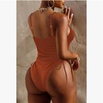 NEW 1 Pc Swimsuit Ruched High Cut Tummy Control Bathing L Orange Size L Photo 1