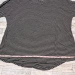 Eddie Bauer Pink Gray Striped V-neck Drop Shoulder Long Sleeve Top Women XL Photo 4