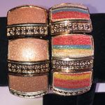 Elegant Gold Tone and Multicolor Stretchy Boho Chunky Bracelets Photo 1