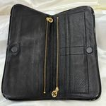 Tory Burch  Pebble Leather Clutch Wallet Fold Over Black Logo Elegant Cocktail Photo 2