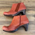 Anthropologie Schuler & Sons Philadelphia Leather Clog Ankle Bootie Heels Orange Photo 9