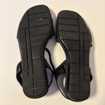 Laura Scott  Faux Leather Slingback Open Toe Studded Wedge Sandals Black Womens 6 Photo 3