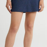 DKNY  Pinstripe Mini Skirt Size 12 Navy‎ Linen Blend Casual Career Photo 0