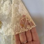 Vintage Cream Lace Sheer Top Grandma Delicate Floral Bridal Shawl Wedding Angel Size M Photo 4