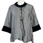 Moonlight  LagenLook Linen Asymmetrical Mandarin Collar Frog Button Tunic Top OS Photo 0